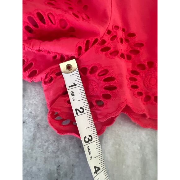 Japna- Coral Floral Eyelet Romper Womens Size Small - Picture 9 of 9